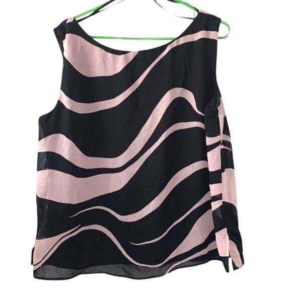 Dressbarn Woman 16W Black & Pink Abstract Sleeveless Top - Picture 9 of 10
